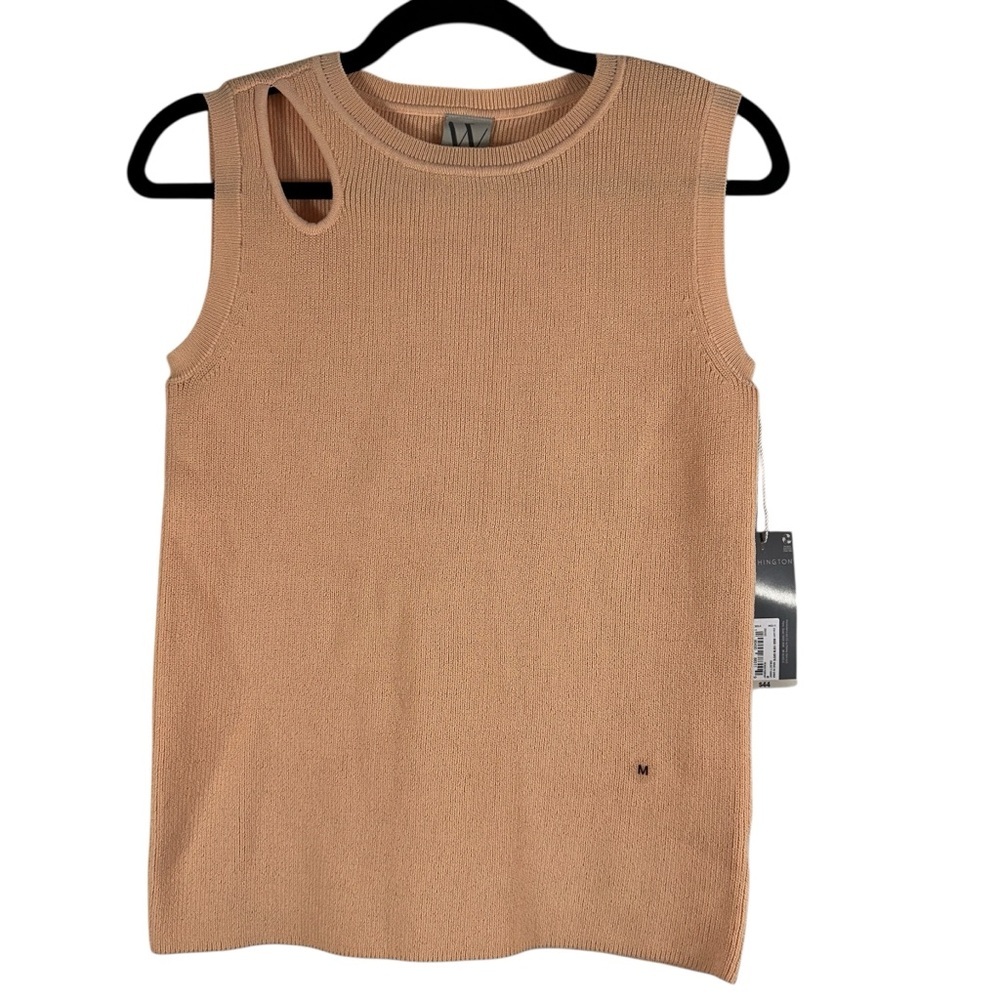 Worthington Top Women's Medium Peach Parfait Crew Neck Sleeveless Pullover NEW